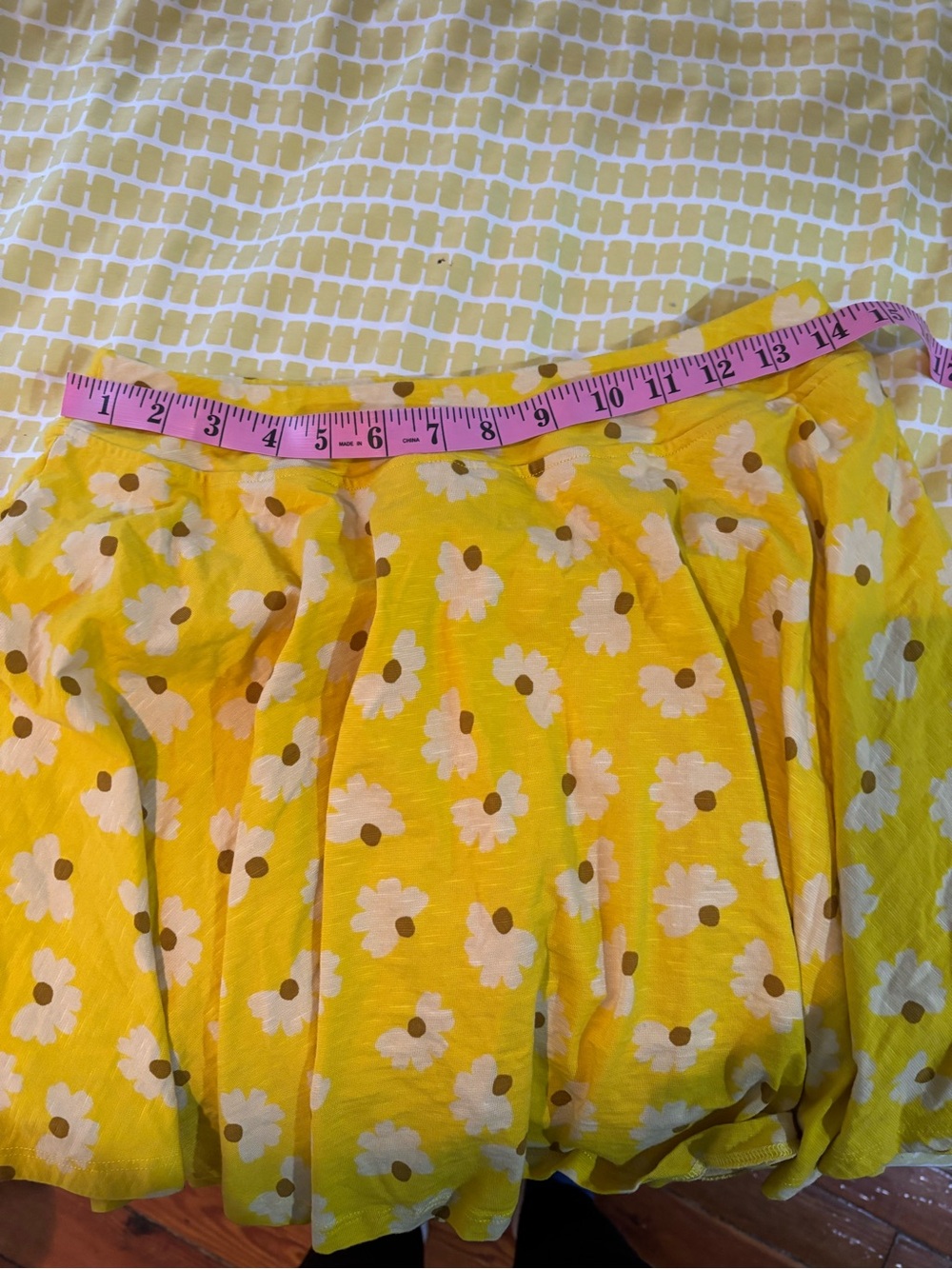 Toad&Co Yellow Floral Dot Skort with Brown Accents - Picture 8 of 9
